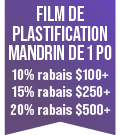 Pellicule pour lamination 27" x 500 1.5m Noyau 1" (SW Pellicule pour lamination 27" x 500 1.5m Noyau 1" (SW
