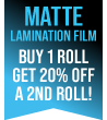 12" x 500' 1.7mil PET Extra Matte Laminating Film 1" c