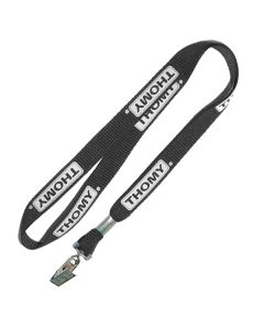 3/8" Lanyard Black with Bulldog Clip Print 1 Side