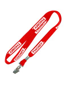 3/8" Lanyard Red with Bull Dog Clip Print 1 side