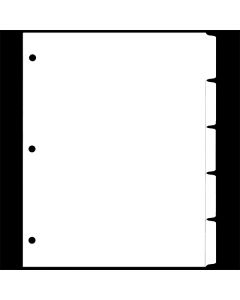 White Copier Tab Dividers 5th cut - Straight, 3 Holes