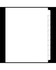 White Copier Tab Dividers 10th cut - Straight
