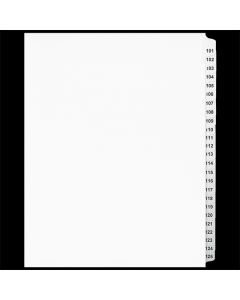 SW Index Tab Dividers White 25th Cut #101-125