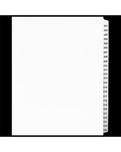 SW Index Tab Dividers White 25th Cut #201-225