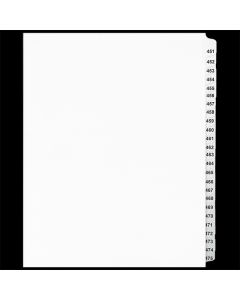 SW Index Tab Dividers White 25th Cut #451-475