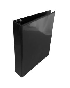 Cartable noir à anneaux en D de 1 ½ po avec pochette transparente pour page personnalisée.
