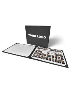 Black paper certificate holder displaying a graduation photo, made from 17pt cardstock with slits to secure two 11x14 inserts.