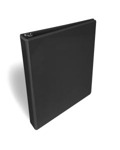 Cartable noir à anneaux en D de 1 po avec pochette transparente pour page personnalisée.