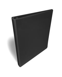Cartable noir à anneaux en D de 5/8 po avec pochette transparente pour page personnalisée.