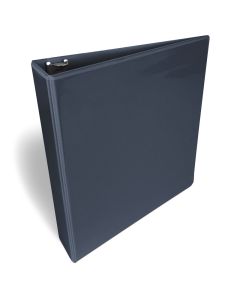 A navy 1 ½ inch D-ring binder with a clear view front cover for customizable inserts, designed for organizing documents.