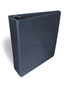 A navy 2 inch D-ring binder with a clear view front cover for customizable inserts, designed for organizing documents.