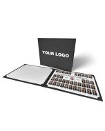 Black paper certificate holder displaying a graduation photo, made from 17pt cardstock with slits to secure two 11x14 inserts.