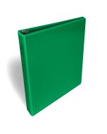 A green 1-inch D-ring binder with a clear view front cover for customizable inserts, designed for organizing documents