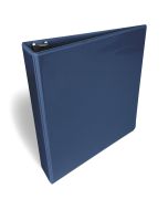Cartable bleu roi à anneaux en D de 1 ½ po avec pochette transparente pour page personnalisée.