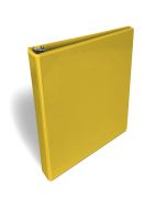 Cartable jaune à anneaux en D de 1 po avec pochette transparente pour page personnalisée.